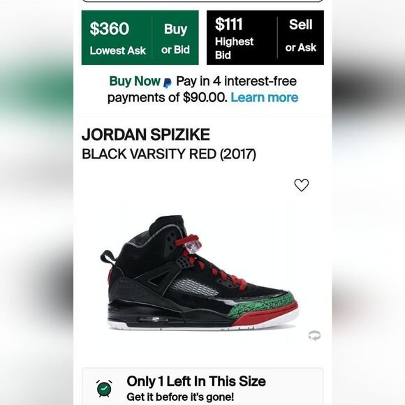 Jordan Spizike black Varsity red 315371-026 basketball shoes size 11.      364 main image 8